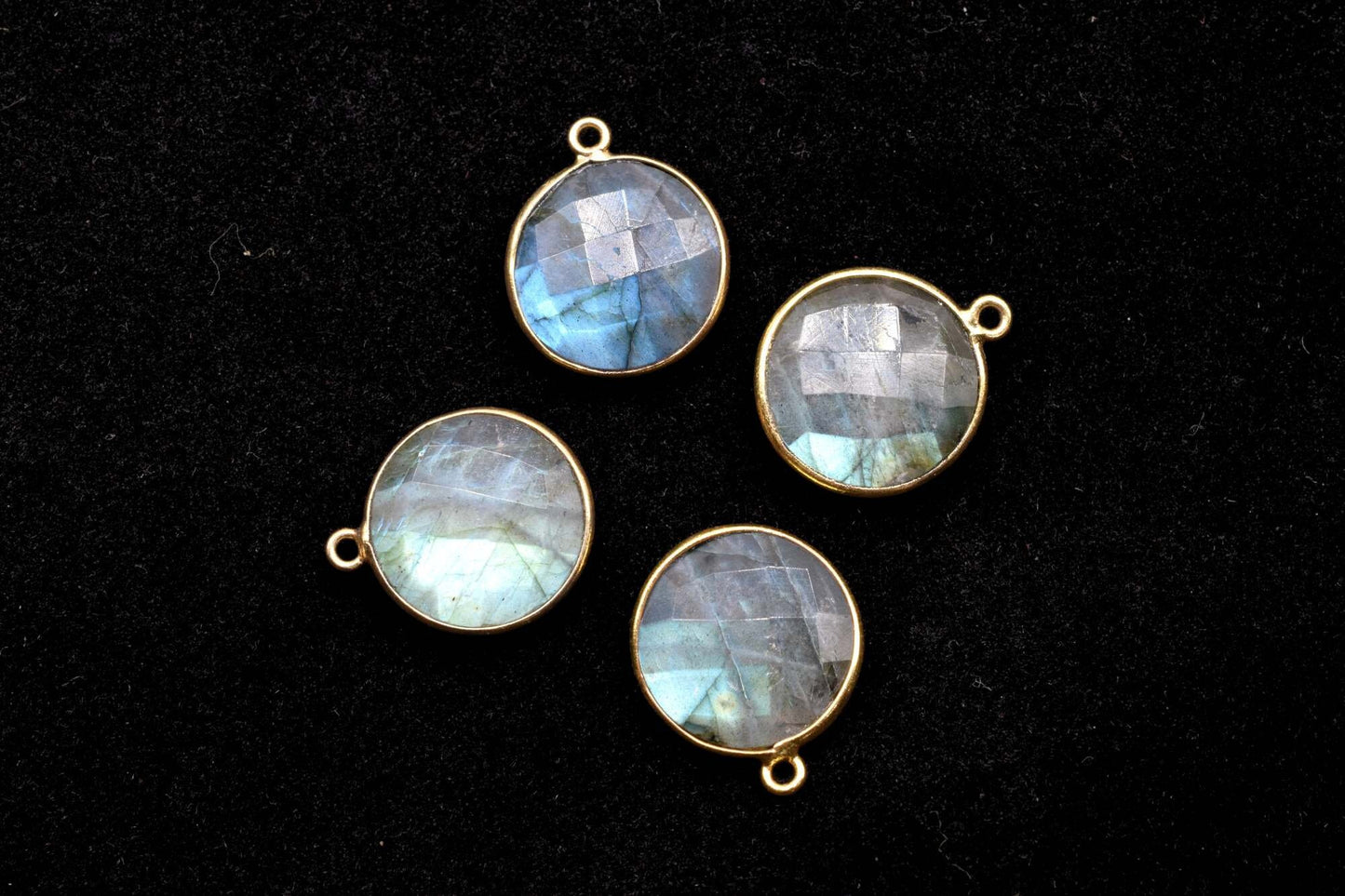 Labradorite 16mm Round Bezel charm,Brass Gold Plated bezel,Natural Labradorite Pendants,Labradorite handmade charms,Labradorite coin charms