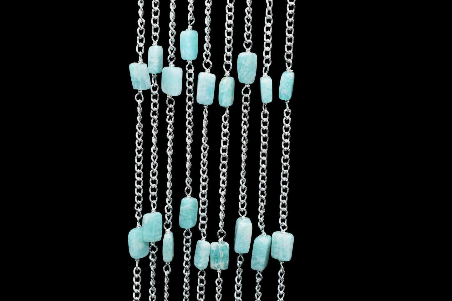 Amazonite slice Beaded Chain,Beaded Rosary Chain,Wrapped Brass Wire,Necklace,Bracelet,Handmade Jewelry, Finding Necklace,rough stone rosary