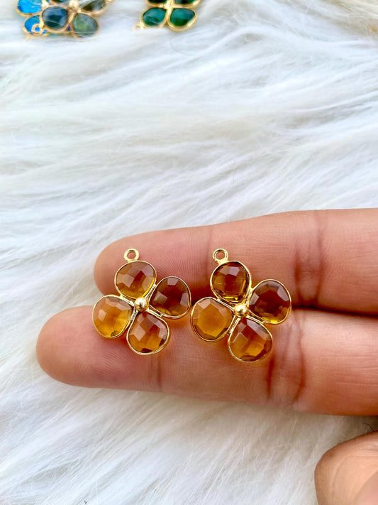 Citrine Heart Shape Pendant,Gemstone jewelry,Citrine Heart Shape Bezel Charms,Citrine Bracelet Charm,Jewelry Making Supply,Wedding Gift,P123