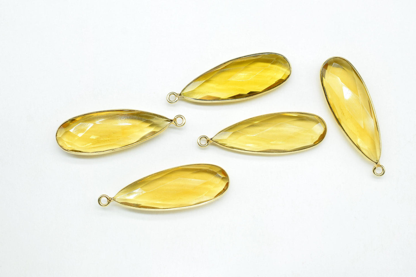 Citrine 10x30mm Pears Shape Connector,Gold Plated Single Bail Gemstone Connector,Jewelry Making Supplies,Gemstone Pendant,Bezel Charms,Gifts
