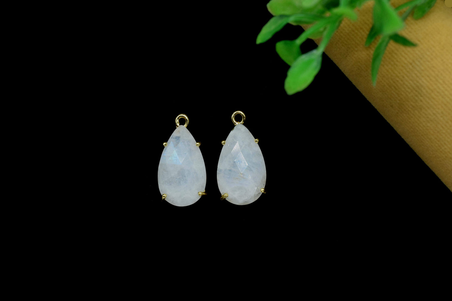 Rainbow Moonstone Connector 12x20mm Teardrop Single bail connectors,Moonstone Pendant jewelry making,Moonstone Handmade Gemstone Bezel,Gift