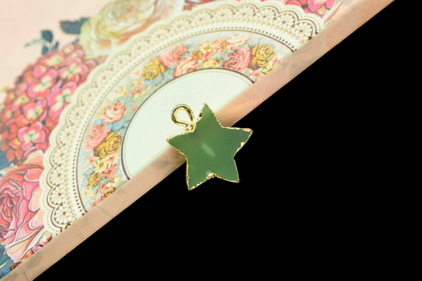 Prehnite Star Connector,Single Bail Gold Connector,Handmade Star Charms Necklace,StarJewelry Making Supply,Electroplated Gemstone Jewelry