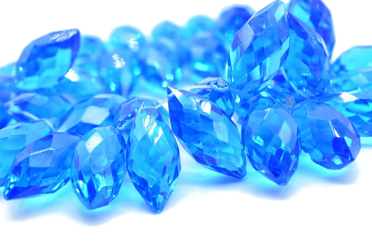 Blue Topaz Dew Drop Foxtail Beads,7x14mm Dew Drop briolettes,Fancy Cut Dew Drop Foxtail Briolette,Foxtail Gemstone Beads,Matched Pair Beads