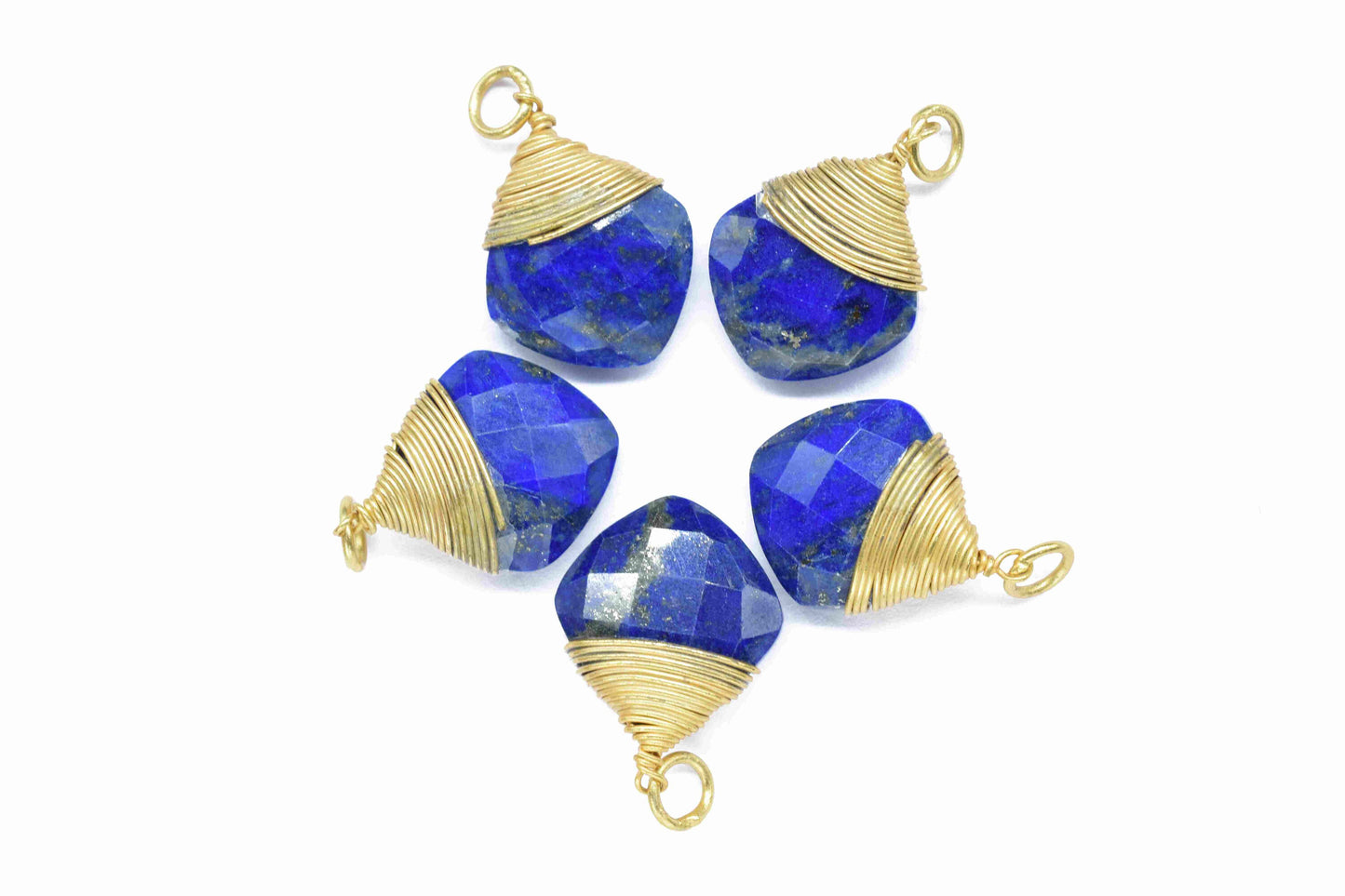 Lapis Lazuli Square Faceted Connector,Gemstone Wire Wrapped Pendant,Loop Connector,Pendant Jewelry,Wire Wrapped Necklace,Lapis Jewelry,Gift