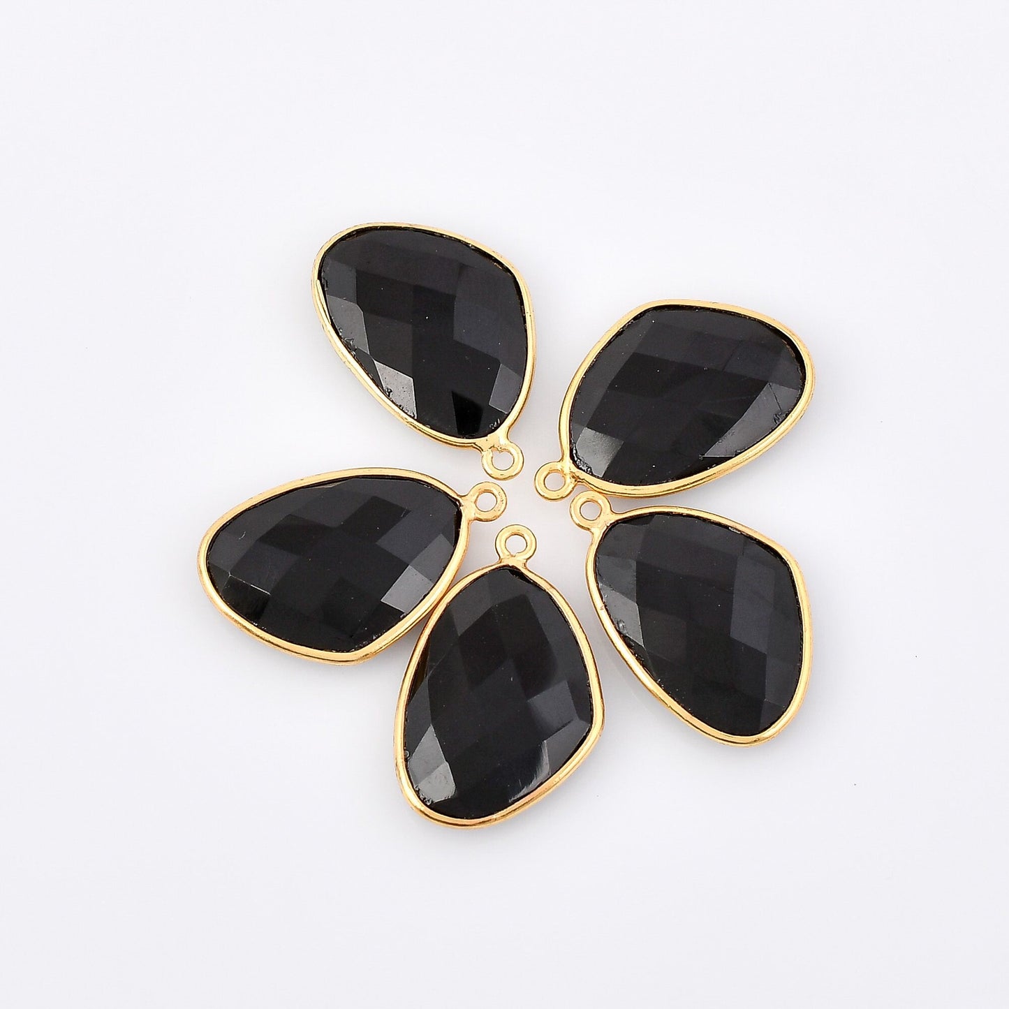 Black onyx 15x20mm Irregular Bezel charm,Black spinel Gold Plated bezel,Gold Vermeil Bezel,jewelry making charm,GoldFilled bezel,black bezel