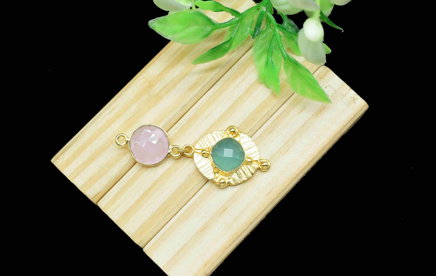 Aqua Chalcedony Pendant Charms , Rose Quartz  Dangle Earring Component , Multi Gemstone Dangle Earring , Component Jewelry , B'day Gift