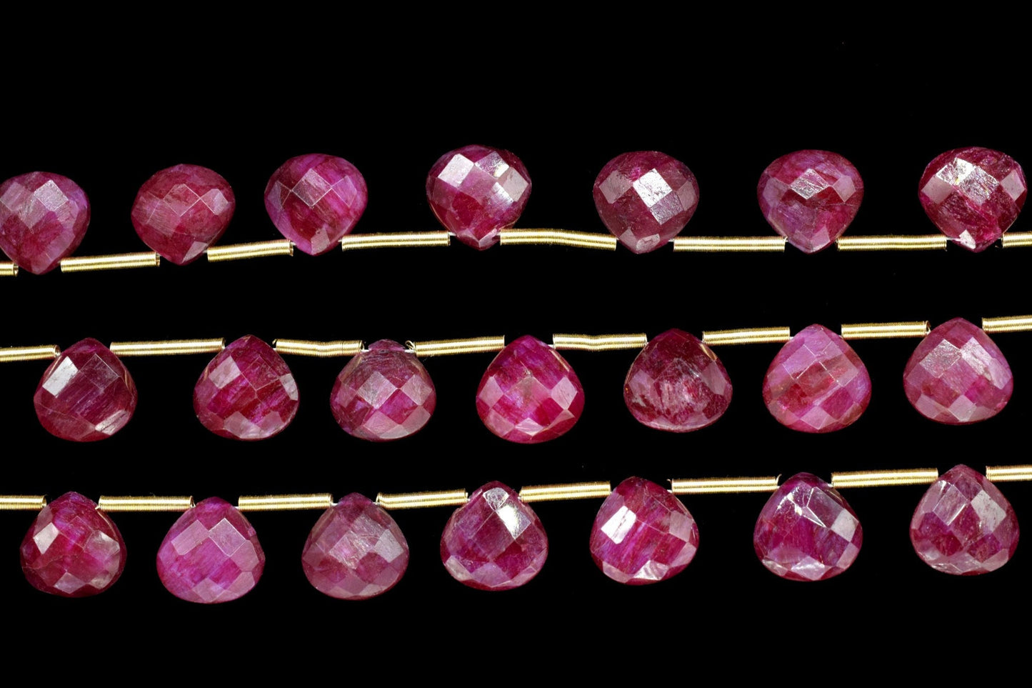 Natural Ruby Heart Shape Briolettes,Ruby Gemstone Heart Faceted Beads,Ruby strand,Making Jewelry Supplies,9 inch strand,Ruby Heart jewelry