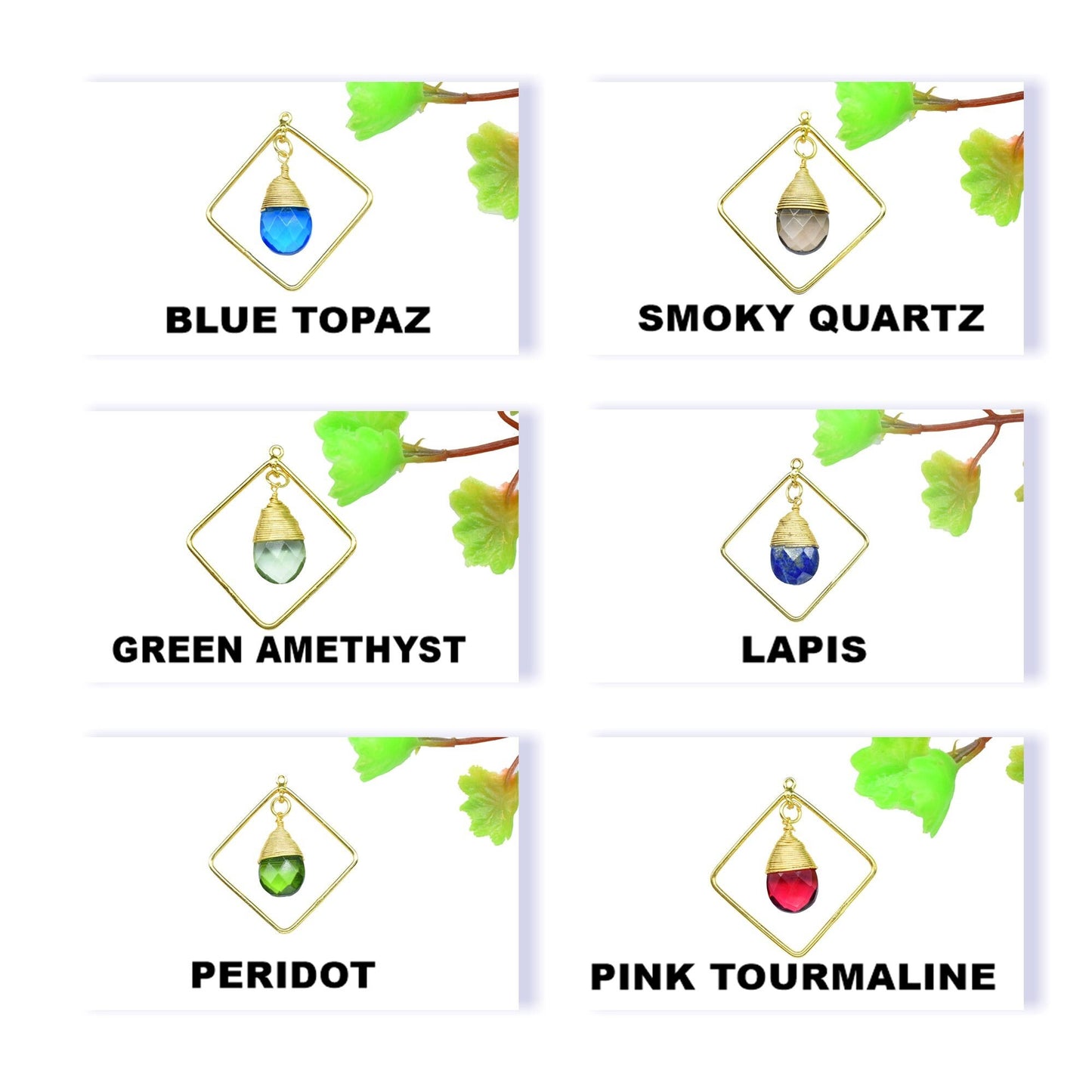 Handmade Square Pendants,Finding Square Connectors,Teardrop Beads Dangle Earring,Station Link Supply,Gemstone Jewelry,Wire Wrapped Component