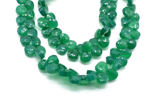 GREEN ONYX Heart Shape Briolette,Faceted Briollete strand,8mm Heart Shape Briolette,green color heart shape,jewlry making bead,earring beads