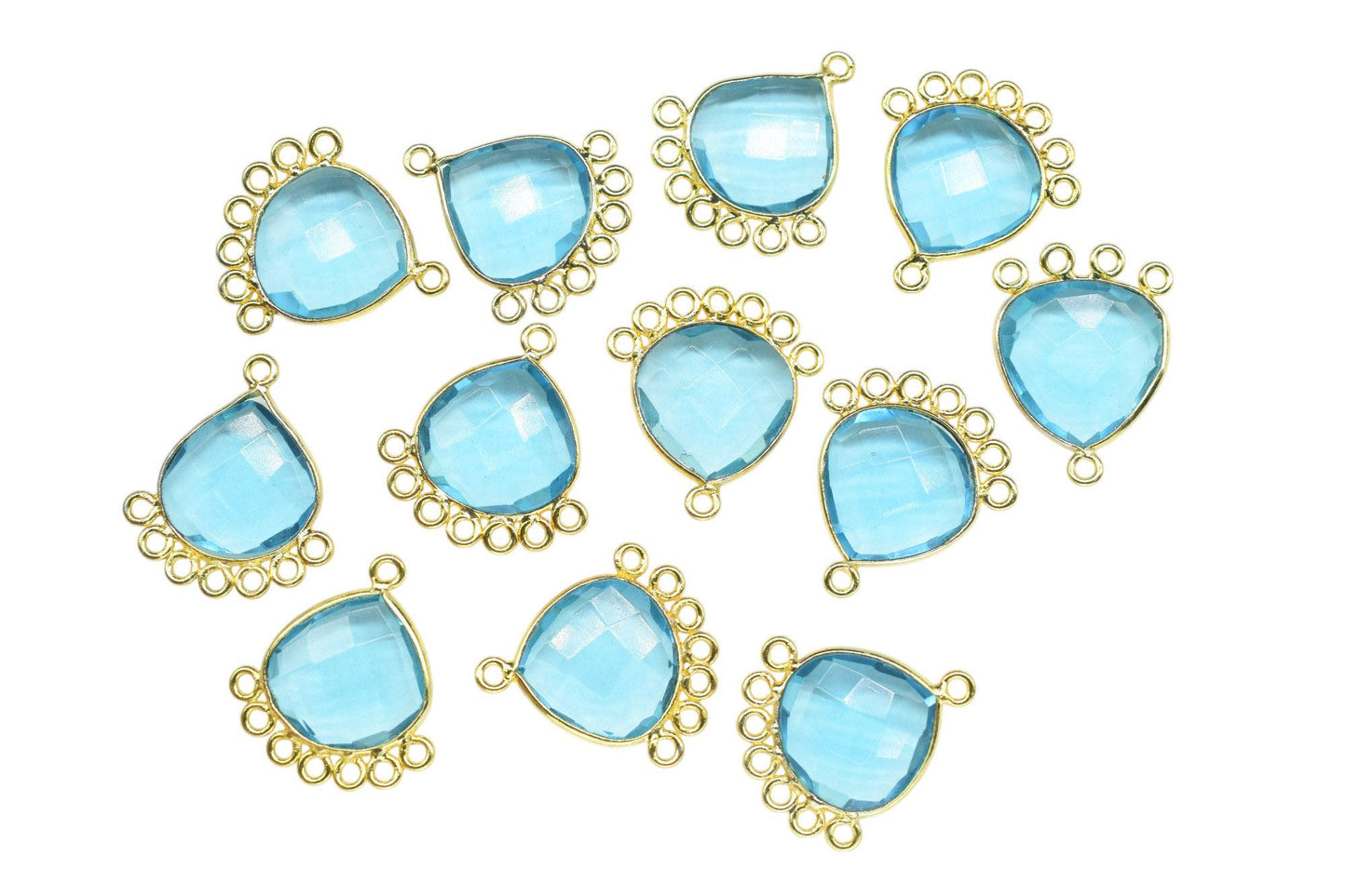 Sky Topaz 14mm Heart Bezel Charm/Charms Connector/Handmade Jewellery Connectors/Gemstone Brass Component/Women Jewelry/B'day Gift