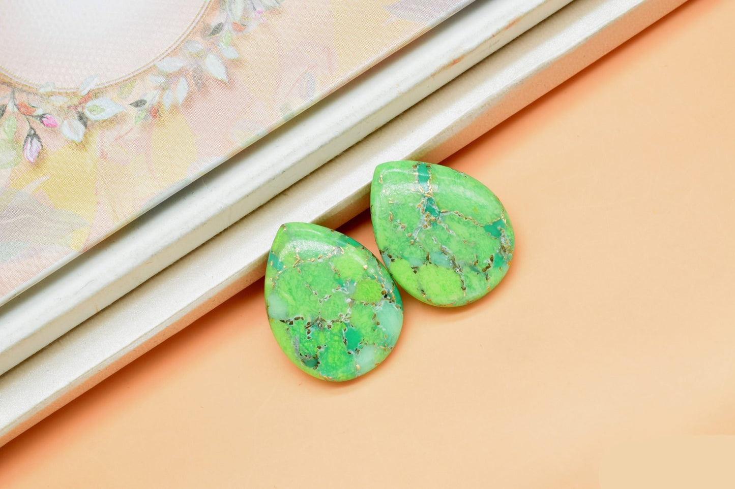 Green Copper Turquoise pear shape 18x23mm Briolette Gemstone for jewelry making,Oyster Copper Turquoise Beads,Green Copper Turquoise pendant