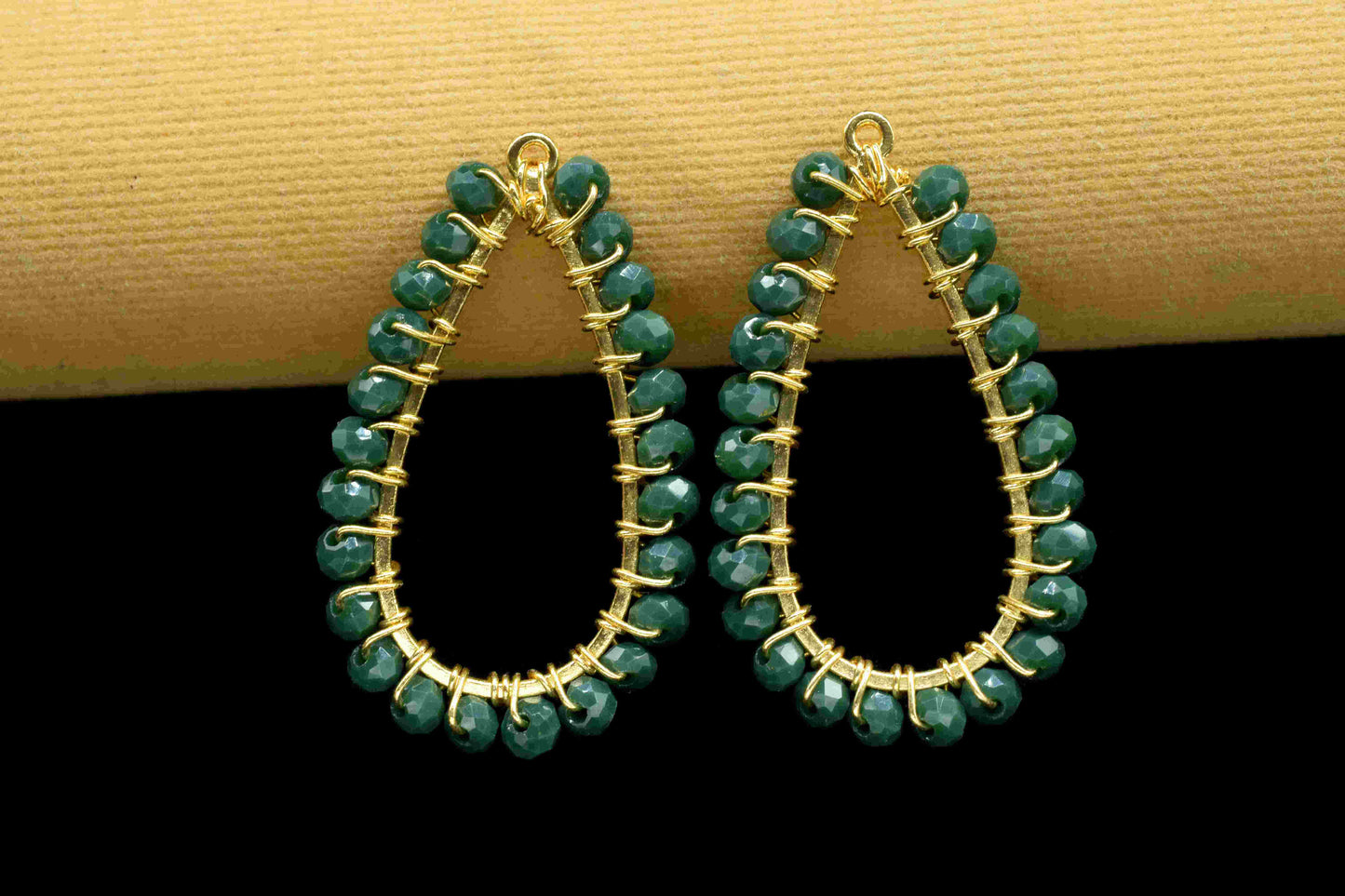 Green Agate Beaded Earring Connector,Gemstone Wire Wrapped Components,Pendant Jewelry Connector,Finding Necklace,Green Agate Jewelry,Gift