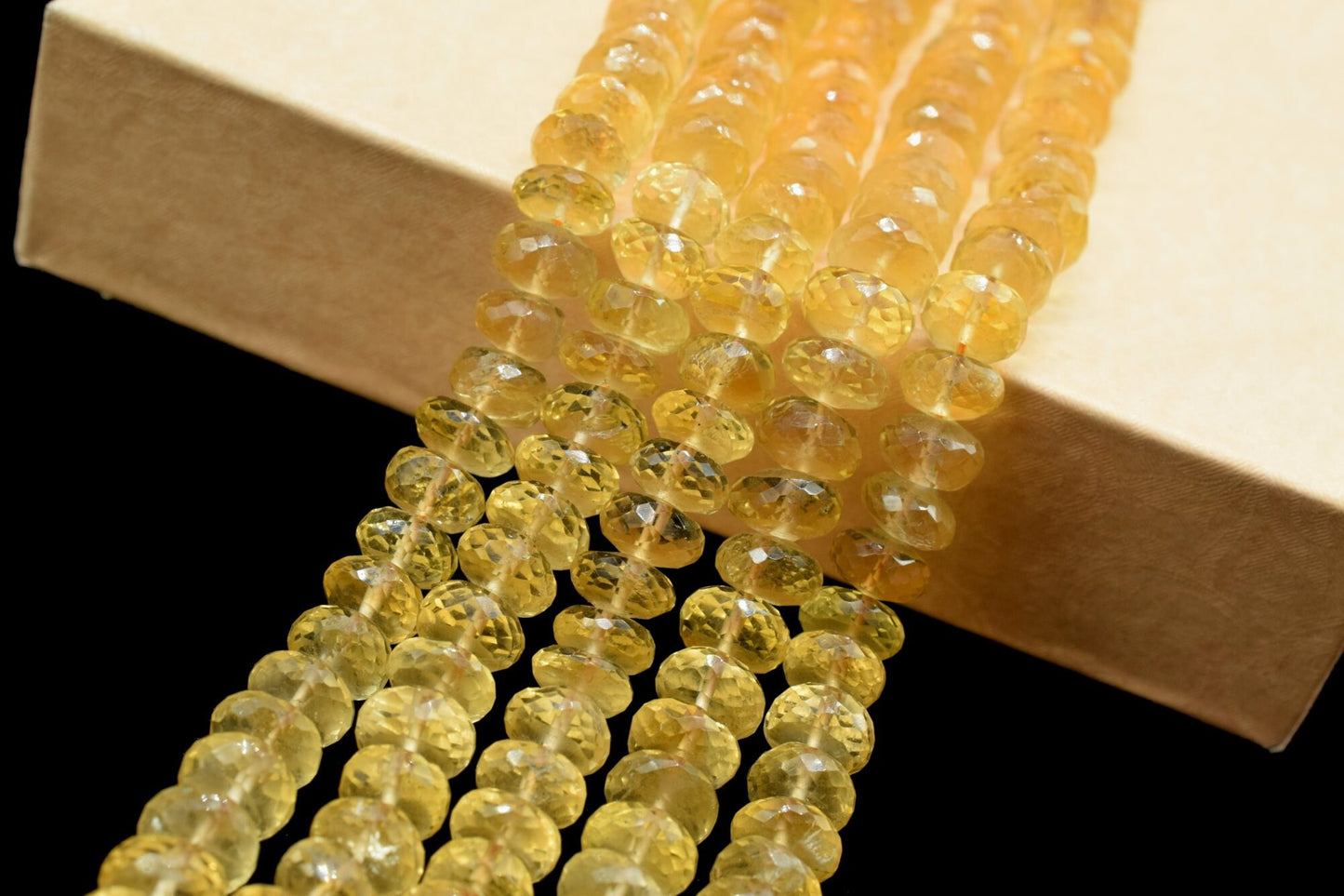 6 Inches Faceted Lemon Topaz Beads, Natural Lemon Topaz Gemstone Beads, 7.5mm to 8mm Size Rondelle Beads For Making Jewelry, Gemstone Beads