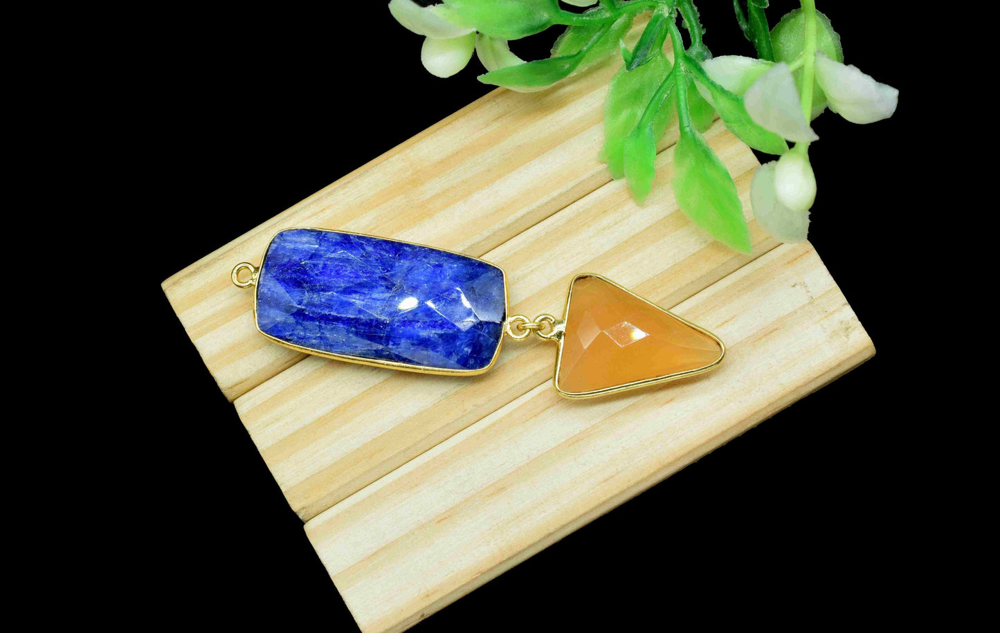 Sapphire Pendant Charms , Citrine Dangle Earring Component , Multi Gemstone Dangle Earring , Component Jewelry , B'day Gift