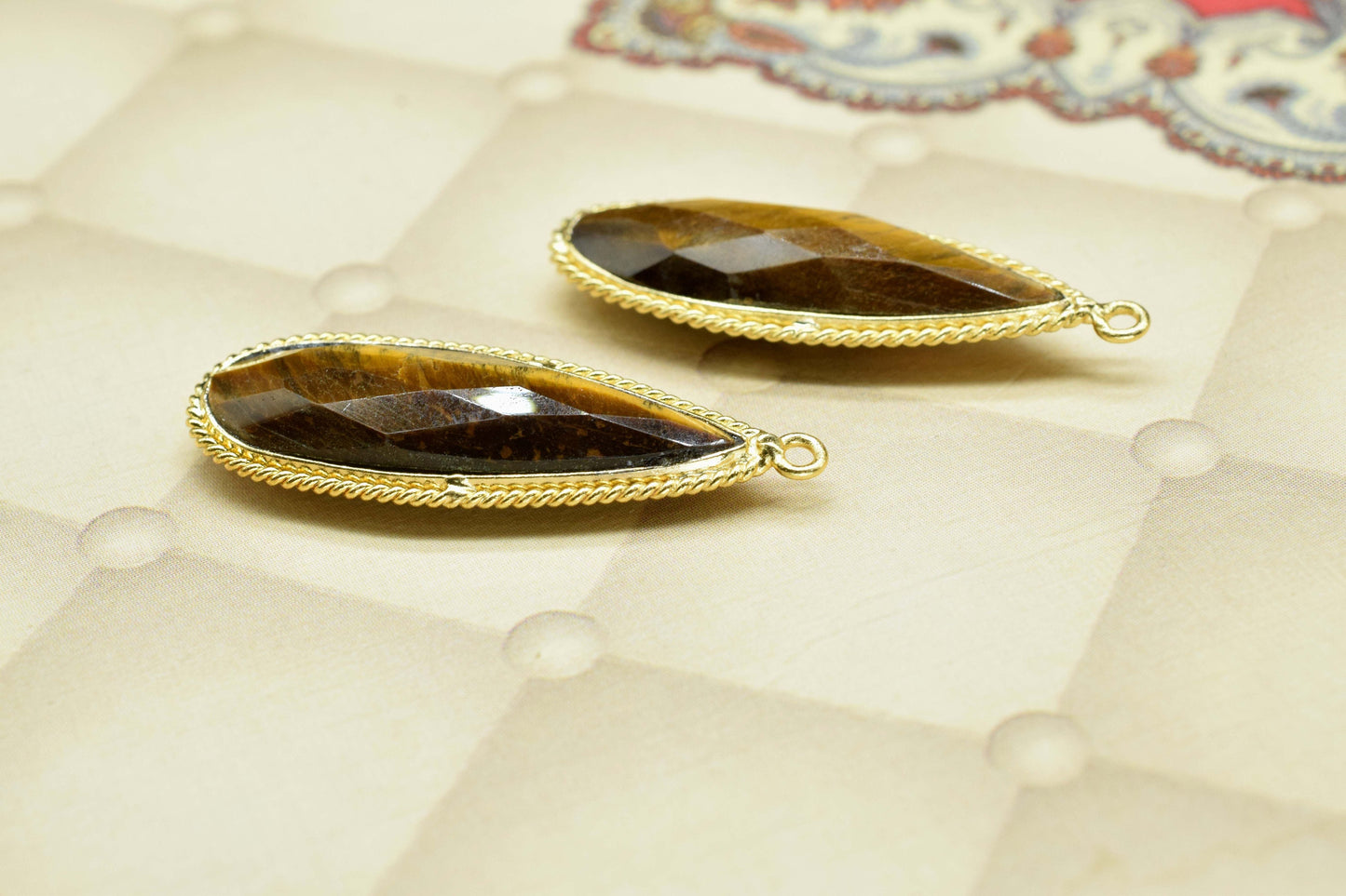 Natural Tiger Eye Gemstone 10x30mm Teardrop Shape connector,Tiger Eye charms Pendant Jewelry,Tiger Eye Gold Plating single bail connectors