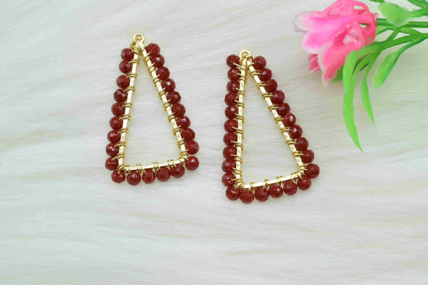 Natural Ruby Wire Wrapped Dangle Earring,Gemstone Component,Handmade Beads Earring Connector,Finding Necklace,Ruby jewelry,Component Jewelry