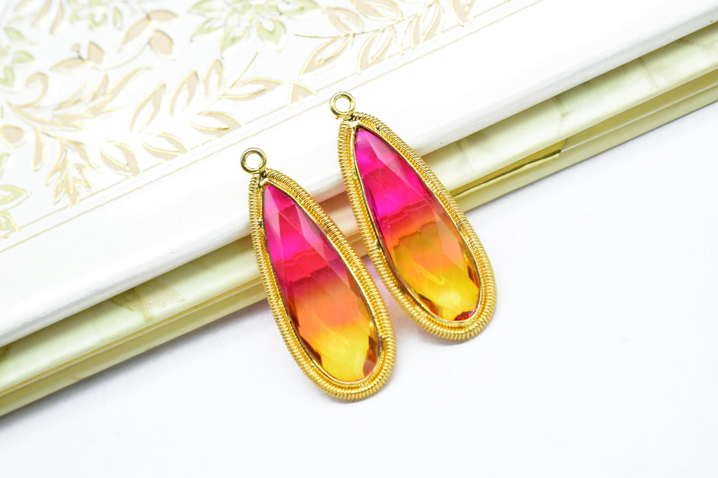 Ametrine 10x30mm Charms,Gemstone Bezel connector,Single Bail Pendant Charm,Handmade pendant Jewelry,Teardrop Charms connector,Bday Gift
