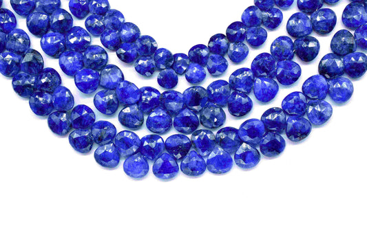 Blue Sapphire AAA Quality Faceted 10mm Heart Shape Briolettes,Blue Sapphire Faceted Heart Shape Beads Briolette,Jewelry Making Supplies,Gift