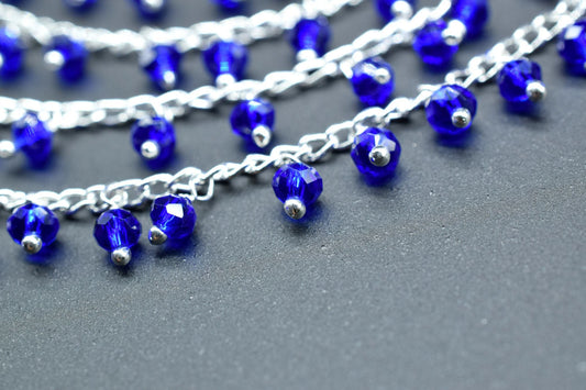 Blue sapphire Quartz Cluster Rosary Chain,sapphire Faceted Rosary Chain,Dangling Rosary Chain,Unqiue Rosary,Wire Wrapped Beads Rosary,Rosary