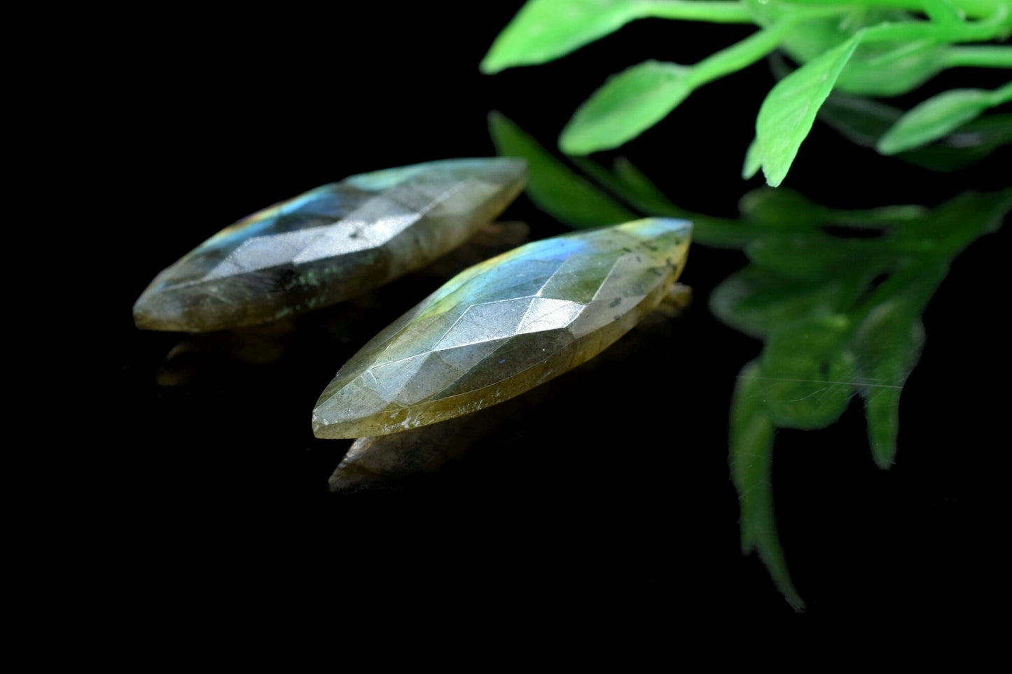 Labradorite 10x30mm Faceted Cabochon, Checker Cut Cabochon Jewelry, Gemstone Jewelry, Faceted Briolette Marquise Shape,Jewelry Making Supply