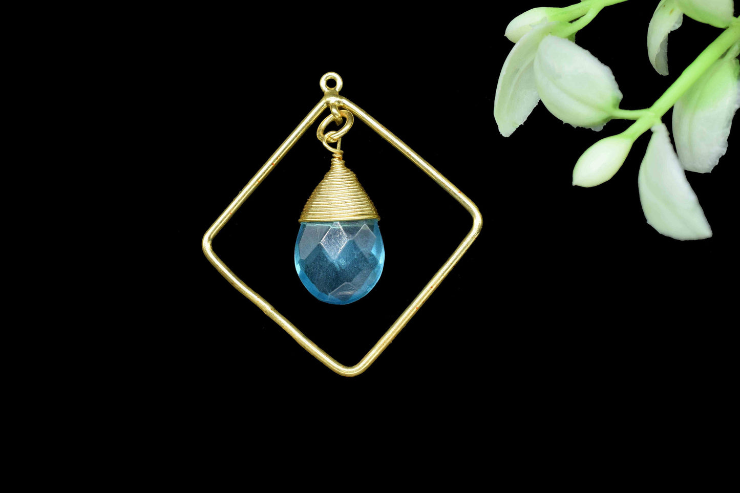 Gemstone Square Connectors,Teardrop Beads Dangle Earring,Station Link Supply,Handmade Jewelry,Finding Square Pendant,Wire Wrapped Component