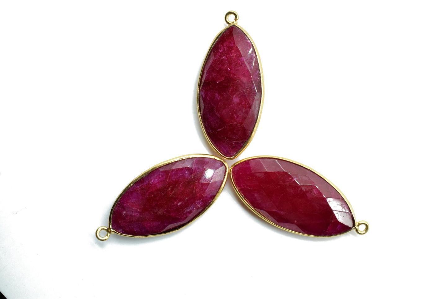 Natural Ruby 15x30mm marquise shape Single bail Connector,Ruby bezels,Ruby Jewelry making supplies,Single loop Pendant,Ruby Bezel Links,Ruby