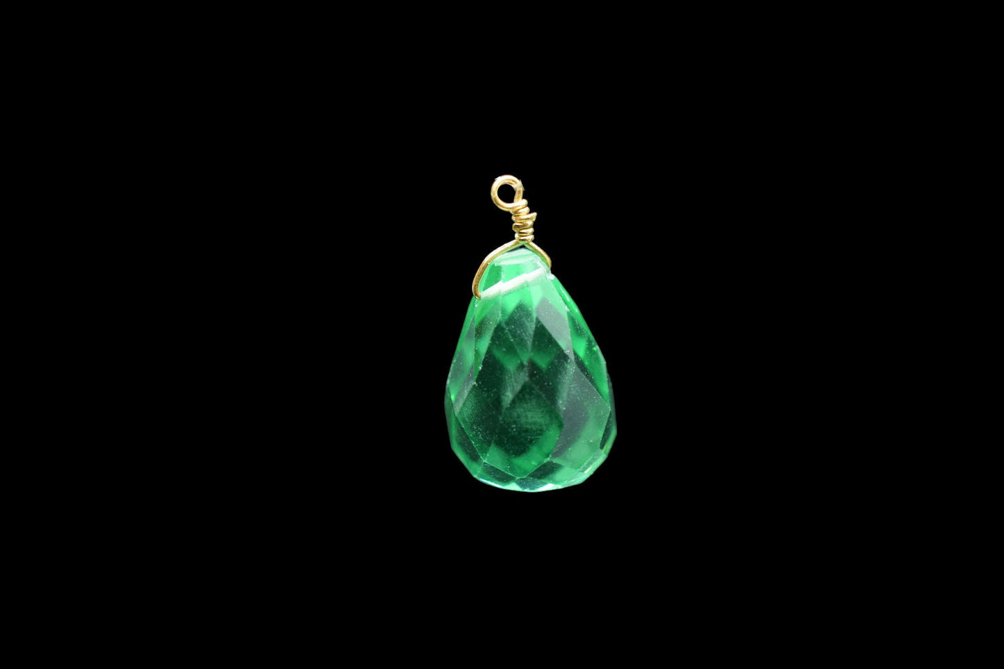 Emerald Color Hydro Quartz 10x14mm Faceted Drops,Emerald Wire Wrapped Teardrop,Emerald dainty Pendant,Emerald Connector Charms,Emerald Beads