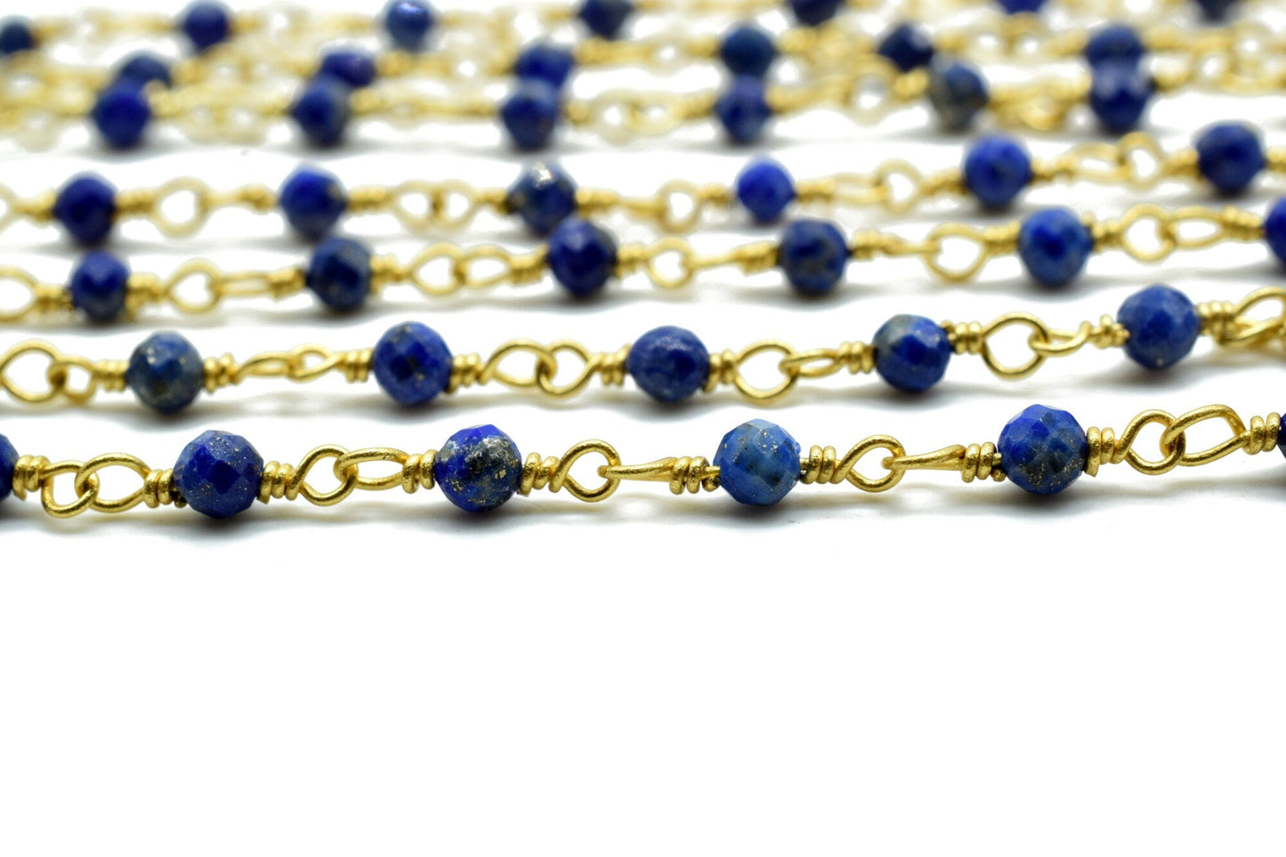 Lapis Lazuli 3mm Beaded Chain,Faceted lapis lazuli Wire Wrapped Beaded Chain, lapis lazuli Wire Wrapped Rosary Chain wholesale price,Jewelry