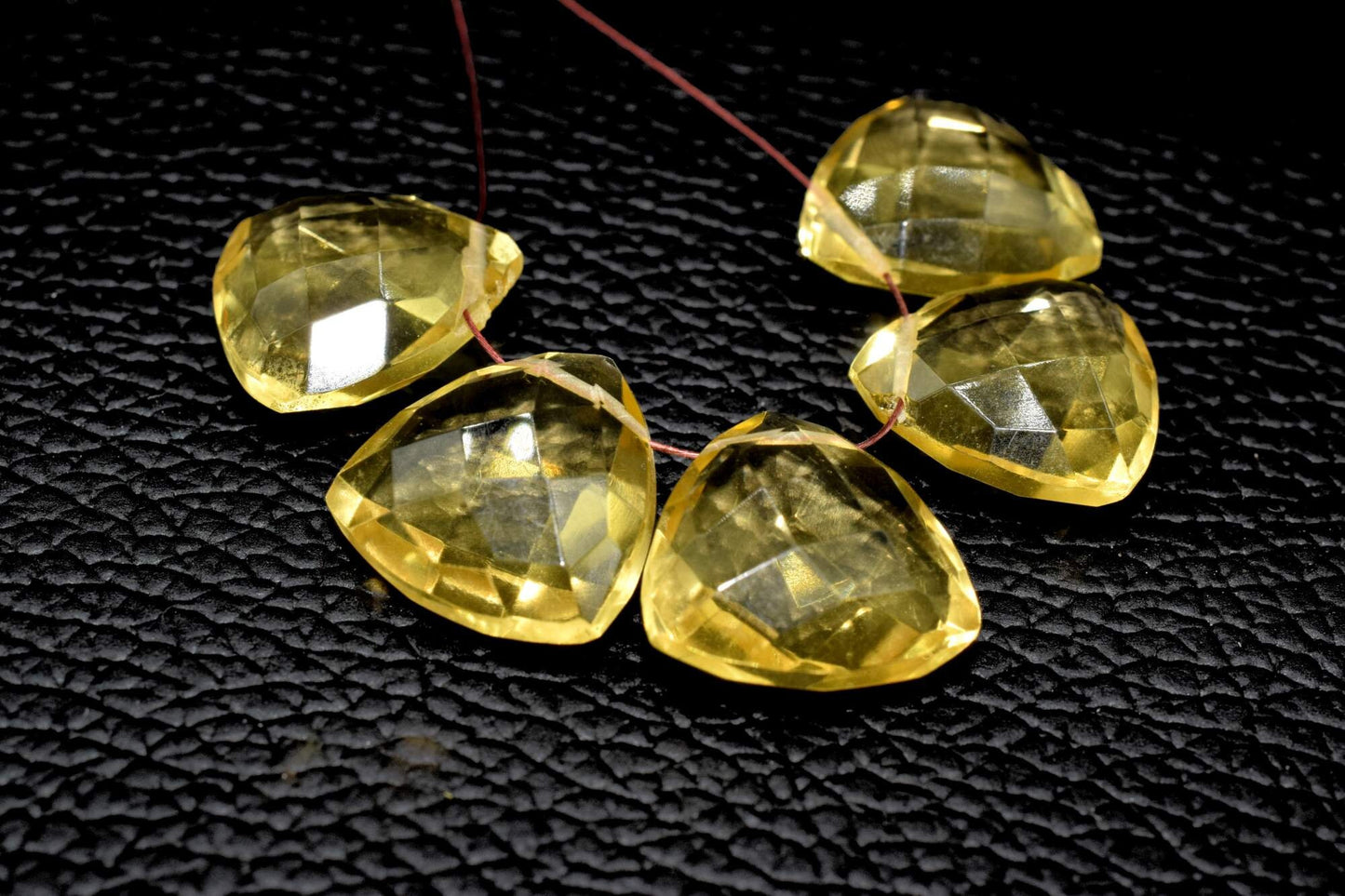 Natural Citrine Faceted Trillion Briolettes,Side drilled Briolette,Golden Yellow Citrine Faceted Gems,Handmade Briolette,November Birthstone