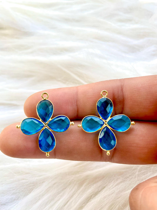 Blue Topaz Teardrop Pendant,Blue Gemstone jewelry,Topaz Bezel connectors,Topaz Gemstone Bracelet Charm,Single Loop connector,B'Gifts,P122