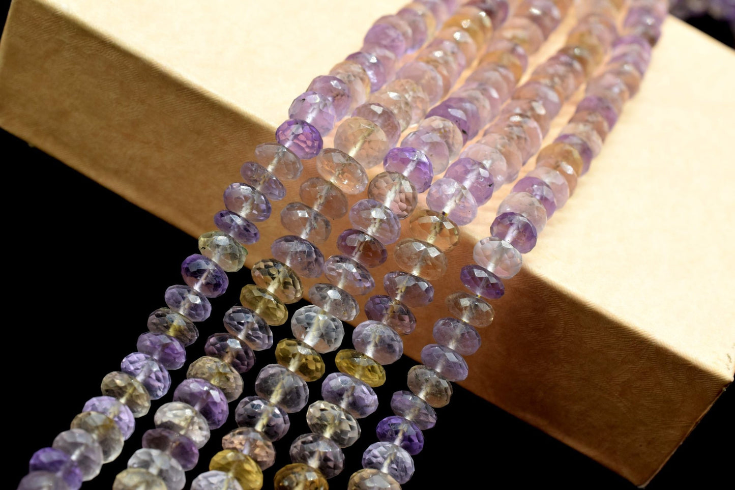 Genuine Natural Ametrine Loose Beads Grade AAA Faceted Rondelle Shape 8mm - 8.5mm Size Beads,Ametrine Gemstone Bead,Ametrine 6 Inches Strand