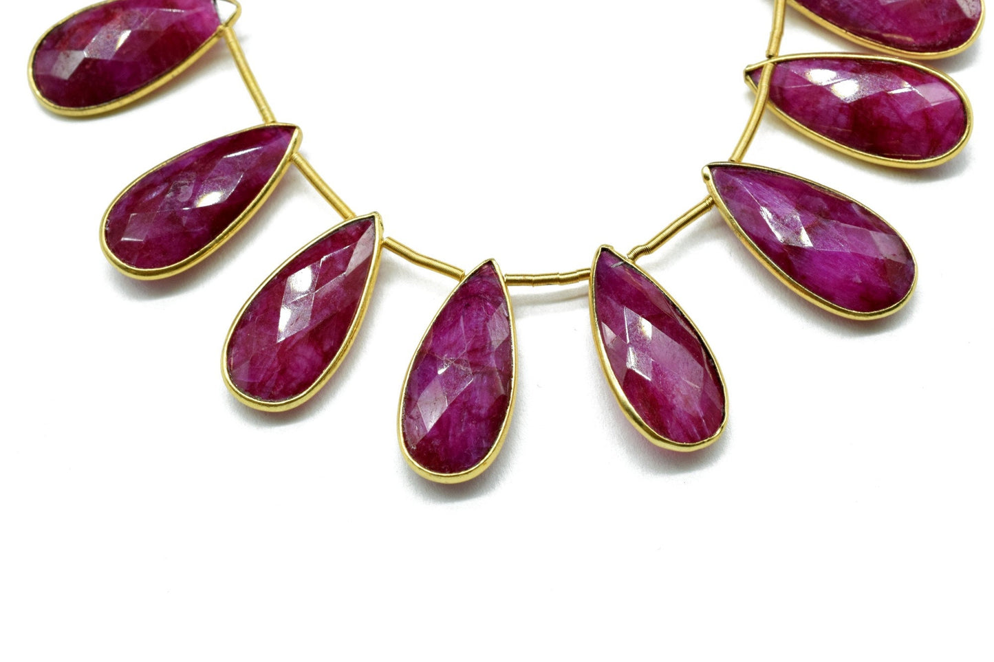 Ruby 8x20mm  Faceted Pear Shape Bezel,Ruby Single Flat Bail links,Ruby gold charms,Hot Selling Ruby Single Bail Connector,Bezel