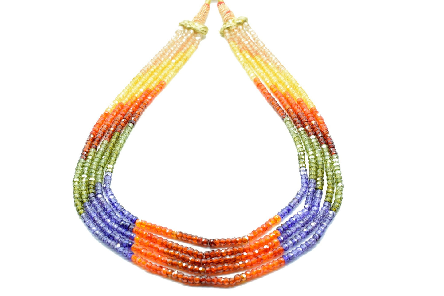 5 Strands AAA Quality Semi precious  3mm Faceted Rondelles Ready To Wear Necklace,Natural Cubic Zircon Beads Necklace Zirconia Faceted Beads