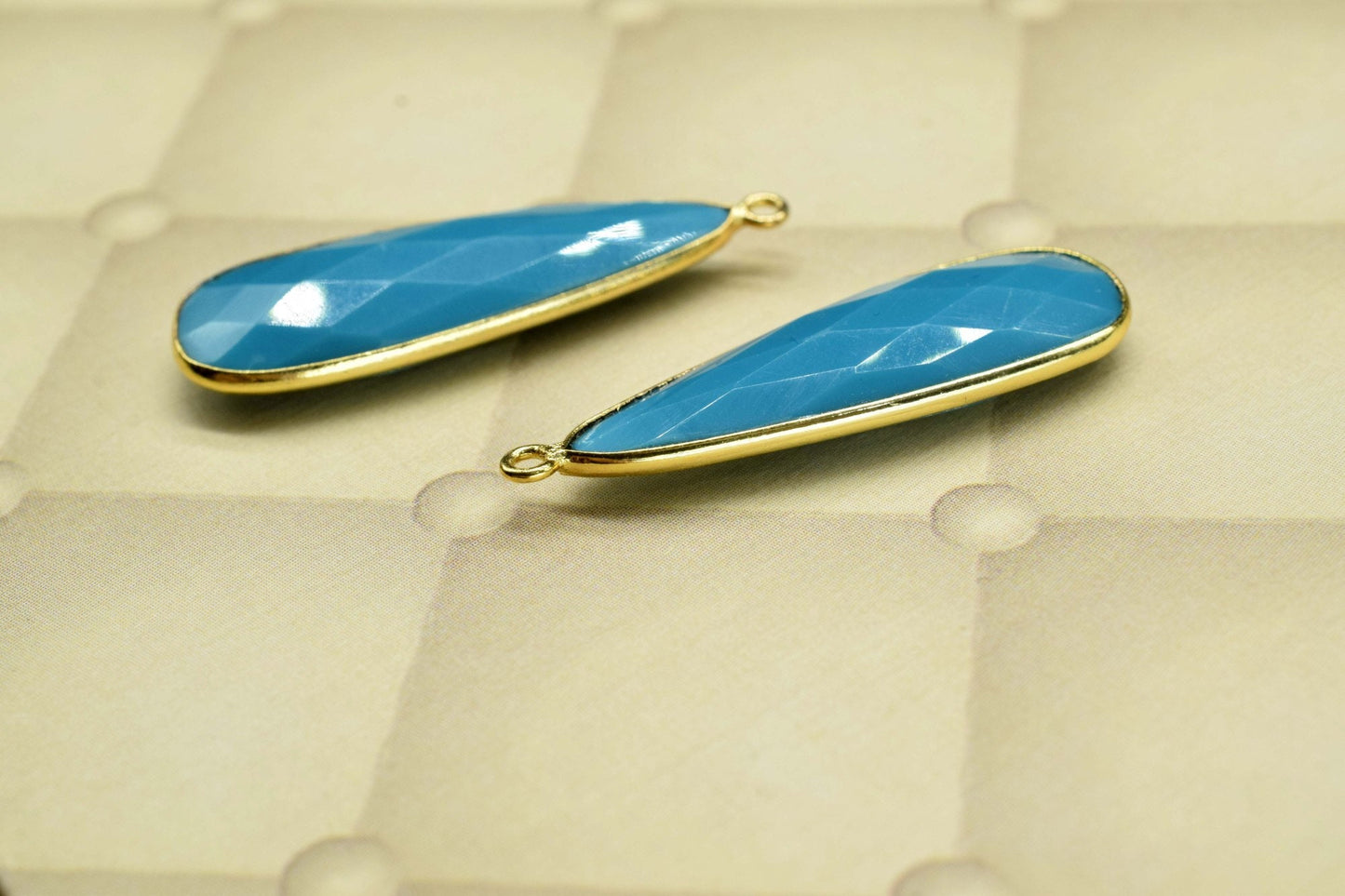 Blue Turquoise 10x30mm Teardrop Charm,Turquoise Gemstone Connector silver Plated Bezel,Single Bail Connector,Teardrop Shape Pendant
