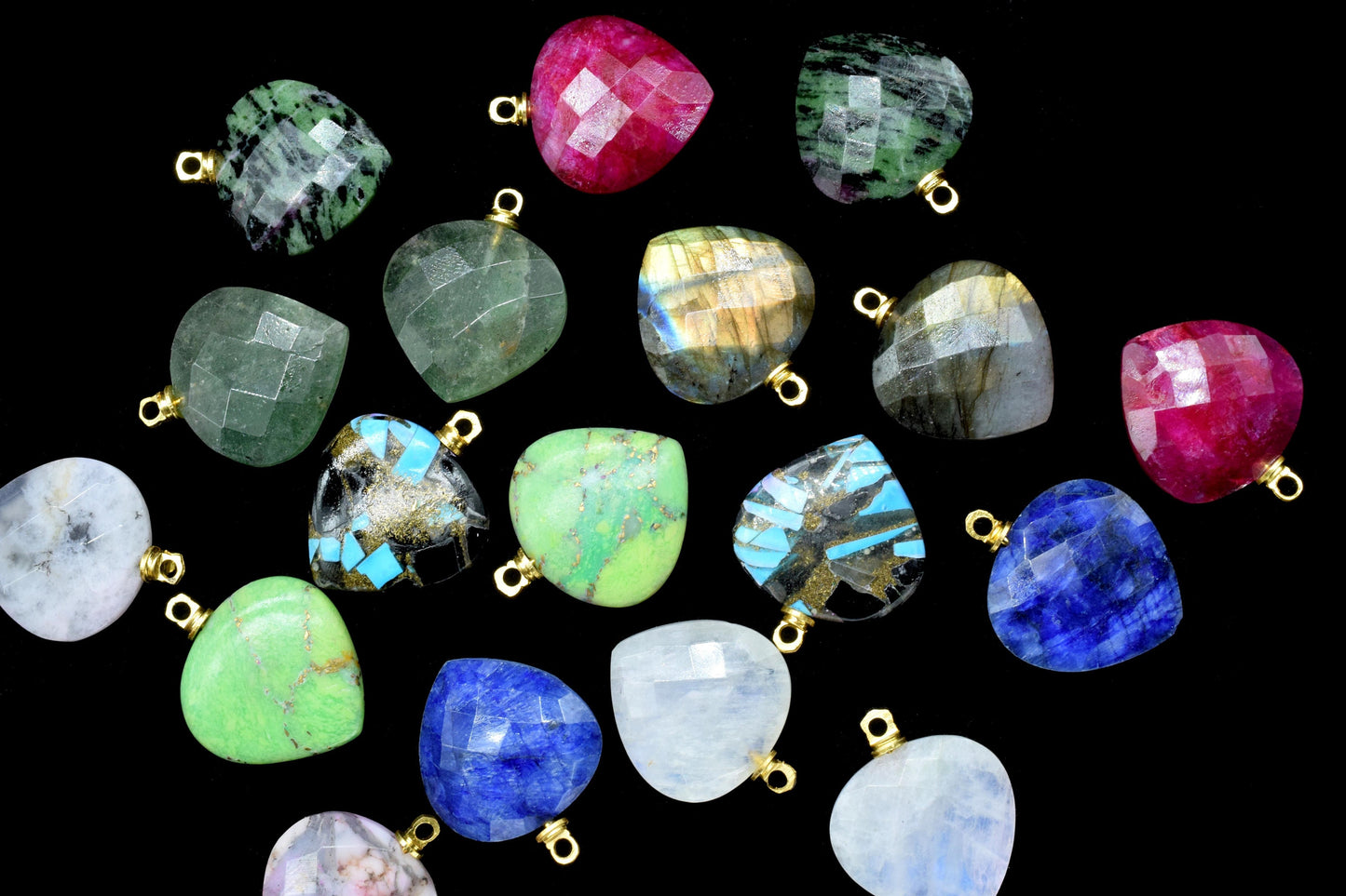 Heart Shape Faceted Connectors,Handmade Jewelry,Beads Pendants,Gemstone Single Bail Pendants,Heart Shape Briolettes Pendant Charms,Mom Gift