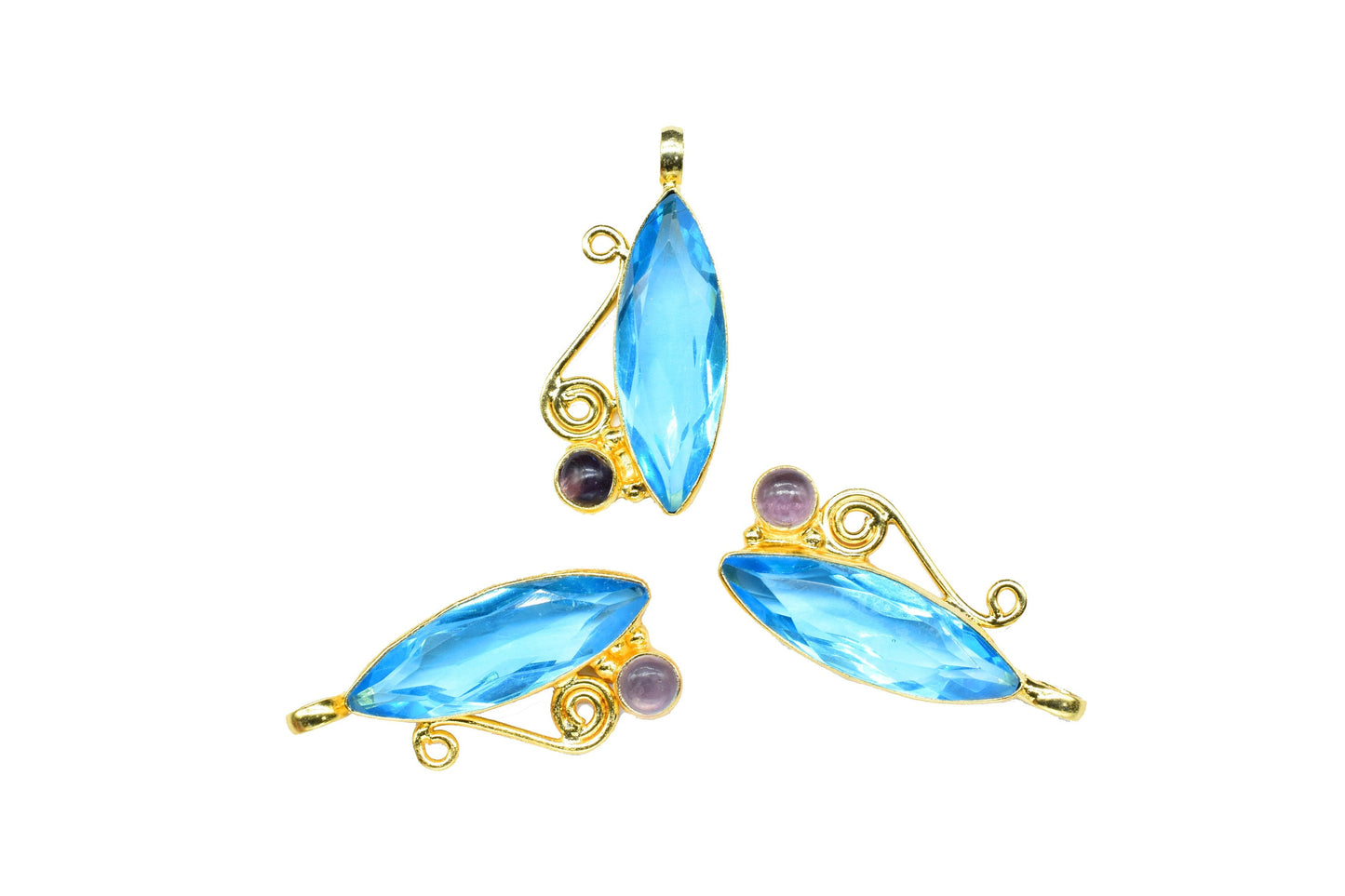 Sky Topaz Designer Pendant Charm,Brass Pendant,Handmade Craft,Marquise shape Pendant Jewelry,Gemstone Pendant,Statement Pendant,Loop Pendant
