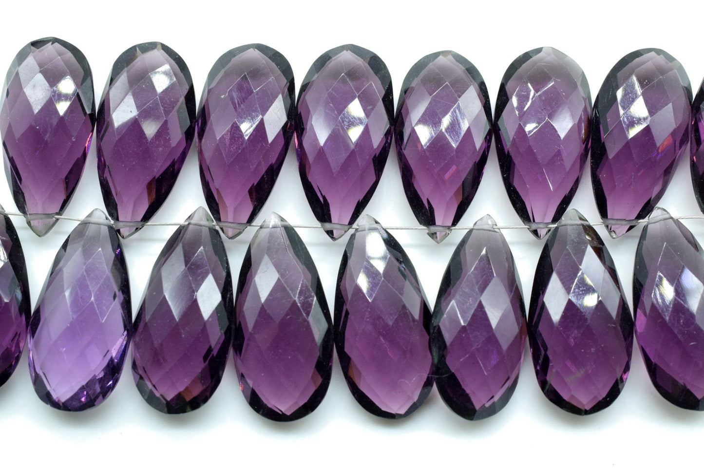 Amethyst Faceted 12x24mm Pear Shape Briolettes,Long Pear Shape Beads,Long Teardrop Briolettes,Gemstone for Jewellery,Purple Amethyst Beads