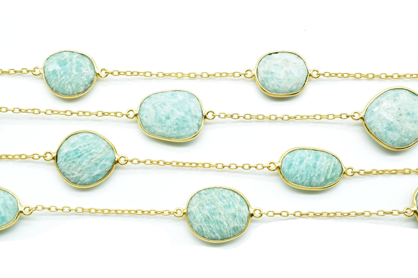 Amazonite connector link Chain-Natural Amazonite Bezel Chain,Amazonite Oval Shape Connector Chain,Amazonite bezeled chain,Amazonite jewelry