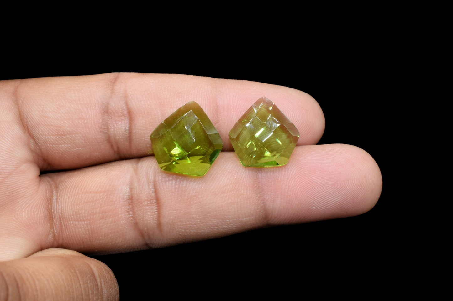Peridot Quartz Faceted Fancy Shape Briolettes,Jewelry Making Beads,Fancy Shape Side Drill Beads,Peridot Briolettes,Peridot Faceted Beads,