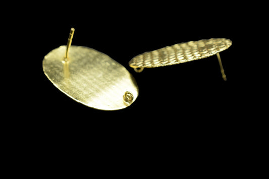 Gold plated Earring post Studs,20x30mm Oval shape Earring connector,Texture Brass Earring charms,Brass Earring connectors,Wedding Gifts,