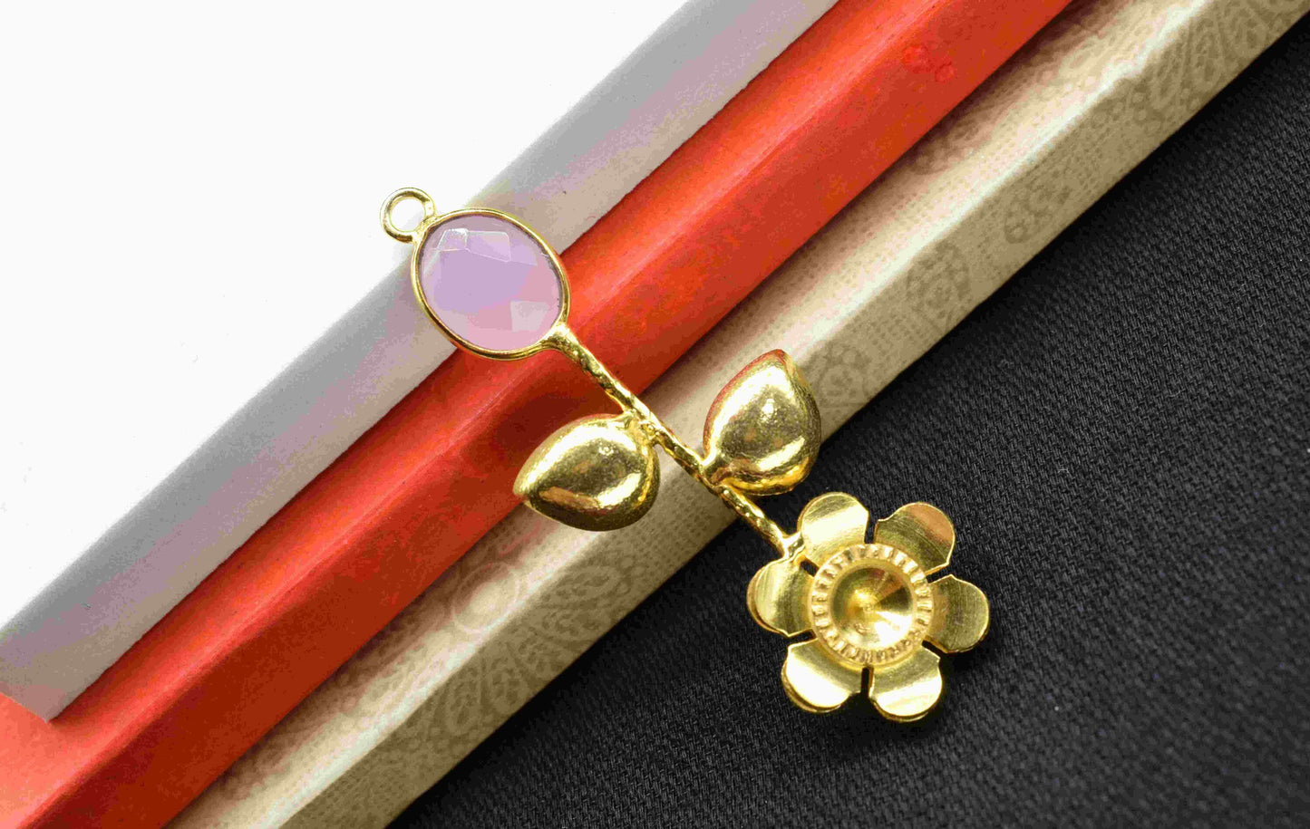 Rose Quartz  Gemstone Pendant , Rose Quartz Handmade Pendant , Single Bail Gemstone  Connector, Gold Plated Connectors , Summer Collection