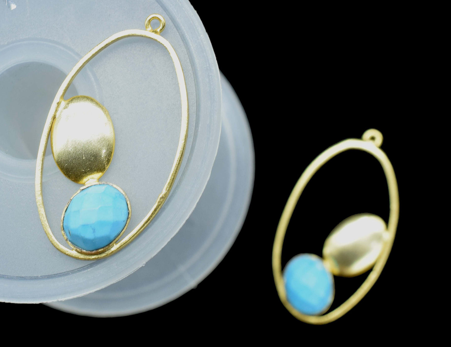 Copper Turquoise Gemstone Oval Shape Pendant,Single Bail Pendant,Turquoise Pendant,Faceted Turquoise,Gemstone Charm Jewelry,Finding Jewelry