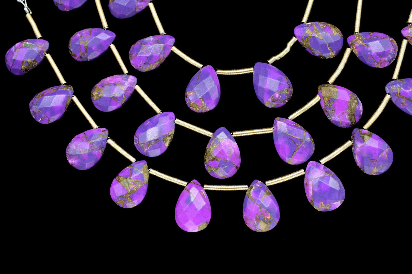 Purple Copper Turquoise Faceted Briolette,Gemstone Teardrop Bead,Purple Turquoise Teardrop,Jewelry Making Supplies,Copper Turquoise jewelry,