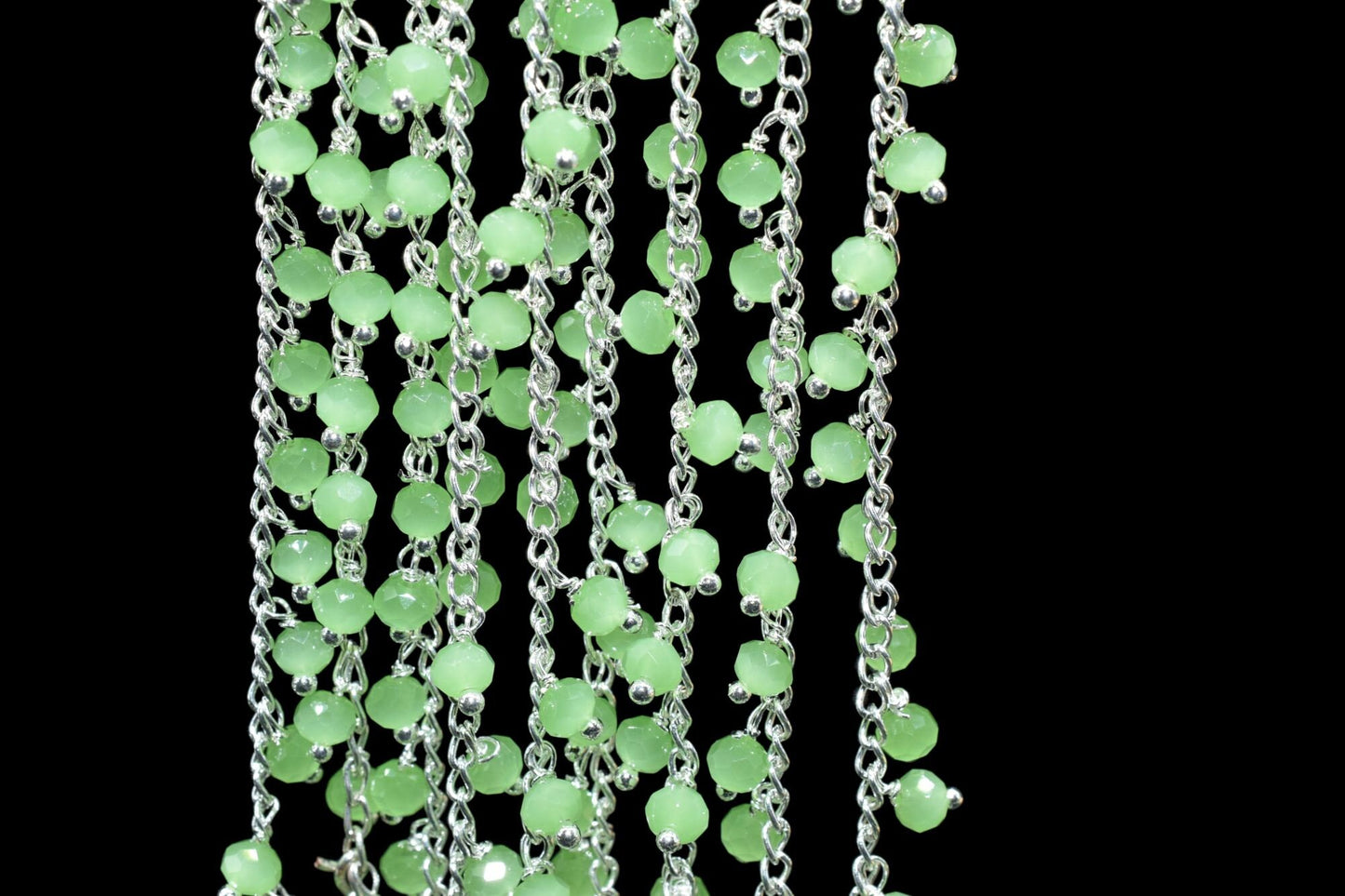 Prehnite Gemstone Rosary Chain,Prehnite Cluster Rosary,Wire Wrapped Rosary Chain,Gemsatone Bulk Rosary Roll,Prehnite Faceted Beads Rosary