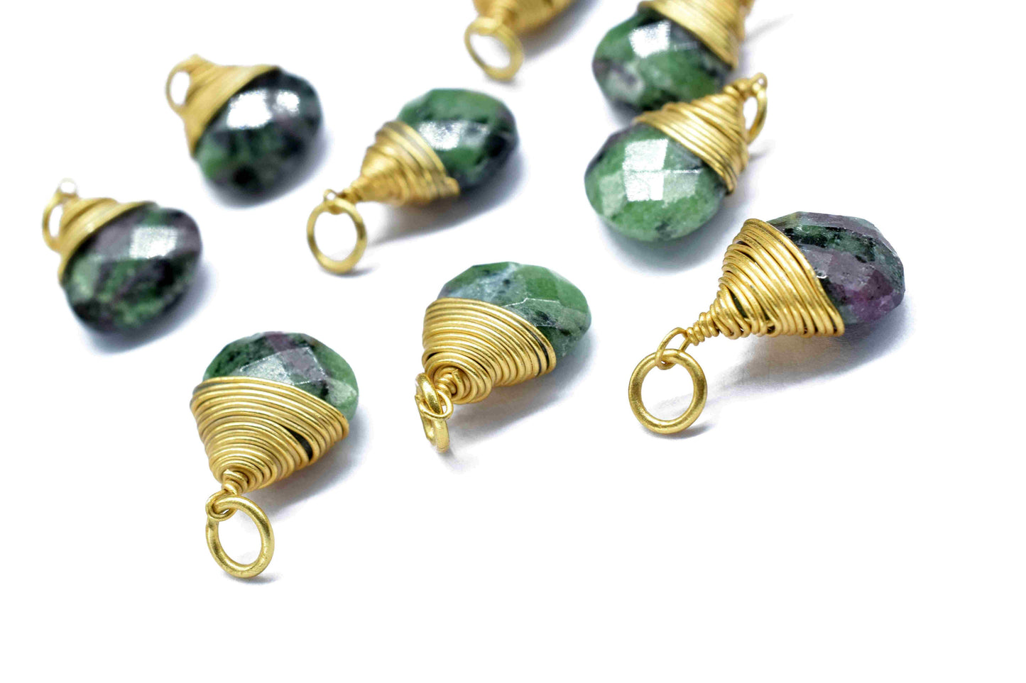 Natural Ruby Zoisite Heart Shape Faceted Connector,Wire Wrapped Gemstone Pendant,Single loop Connector,Wire Wrapped Necklace,Zoisite jewelry