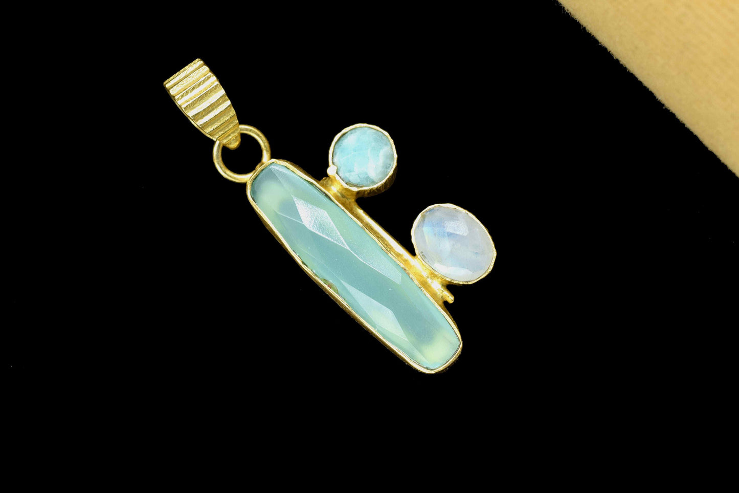Multi Stone 6x25mm Pendant,Aqua Chalcedony Rectangle Shape Pendant,Moonstone Oval Jewelry,Single Bail Pendant,Amazonite Round Shape Pendant