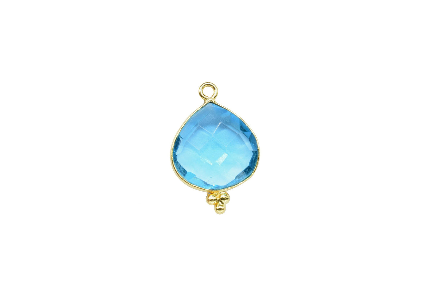 Blue Topaz Quartz Gold Plated Single Bail Connector,Topaz Gemstone 14mm Heart Shape Charm Jewelry Making,blue Topaz Pendant Jewelry Making