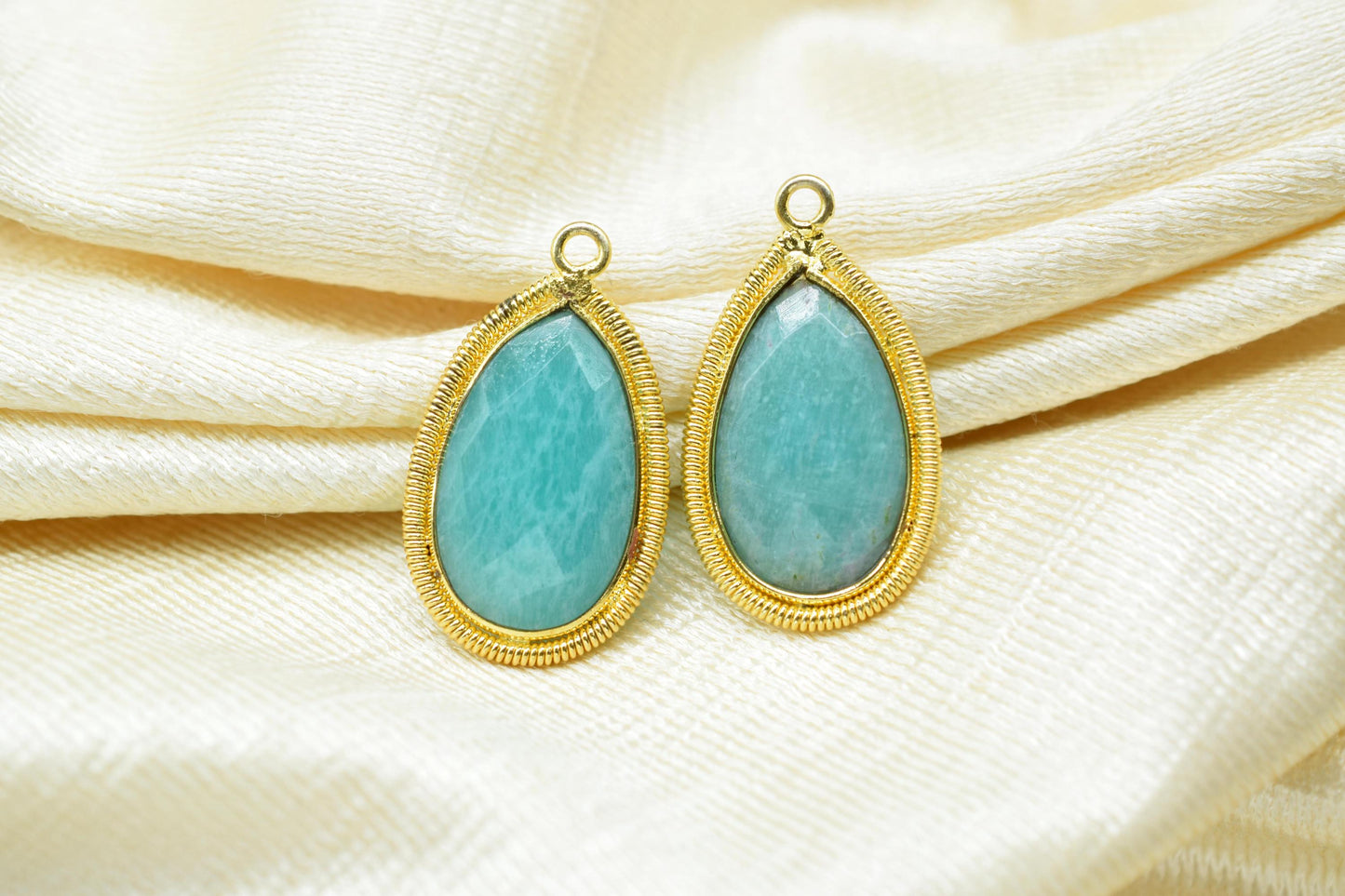 Amazonite 12X20mmmm Bezel Charms,Gemstone Bezels,Boho Pendant Charms,Single Bail Pendant,Handmade Brass Pendant,Bezel Connectors,B'day Gift
