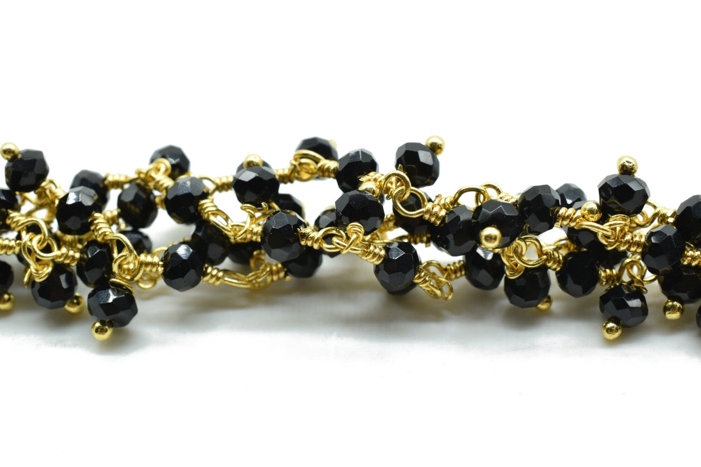 Black onyx Cluster Rosary Chain,Handmade Jewelry Making Wire Wrapped Beaded Chain By Foot For Necklace,Exceptional Spinel CLUSTER Rosary