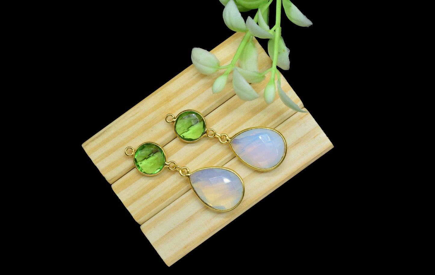 Opalite Dangle pendant Charms,Multi Gemstone Dangle Earring,Handmade jewelry,Green Amethyst pendant Connectors,Station Link,Earring jewelry